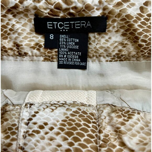 ETCETERA Beige Textured Modern Safari Utility Mini Skirt Cotton Linen Blend Sz 8 - Picture 3 of 11